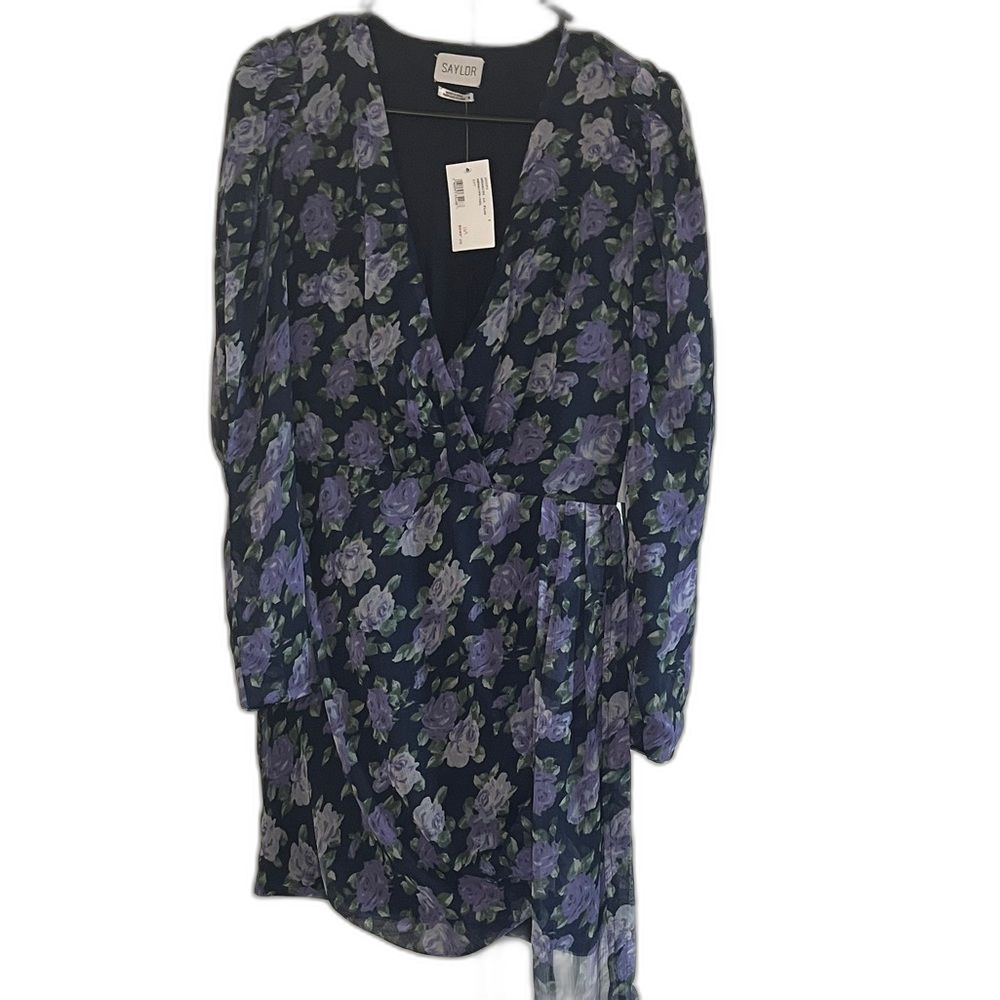 SAYLOR Merritt Multi Dress Long Sleeve Floral Navy Purple Small NWT